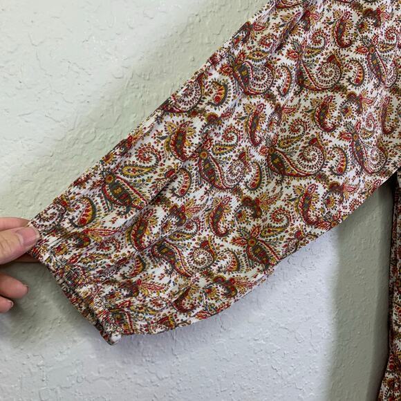 DENIM & SUPPLY Ralph Lauren Blouse Top Paisley Boho Rope Tie Neck‎ & Waist - Picture 7 of 12